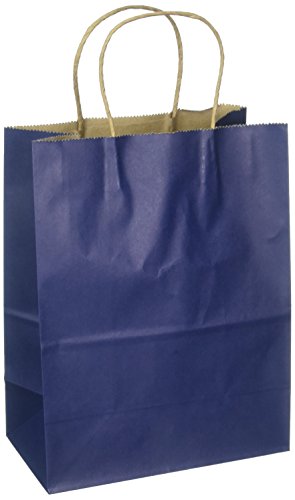 Flexicore Packaging Navy Blue Kraft Paper Bags Size: 8 Inch X 4.75 Inch x 10.25 Inch | Count: 100 Bags | Color: Navy Blue