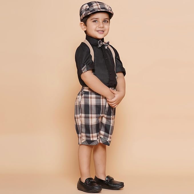 Image of AJ DEZINES Kids Casual Wear Clothing Cotton Shirt Short Set For Boys