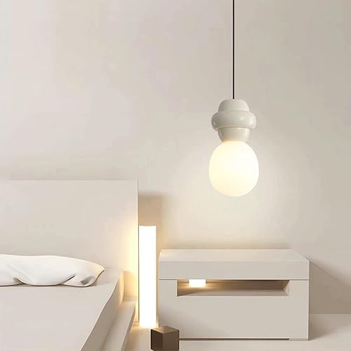 Miniatura 3 de Lámpara colgante de cristal ovalada francesa moderna blanca leche, mini lámparas colgantes con cable ajustable para comedor, cafetería, hogar,