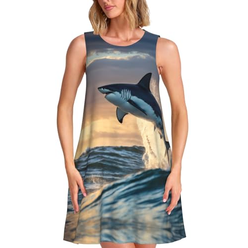 Robe d'été sans manches requin bleu pour rester fraîche au soleil