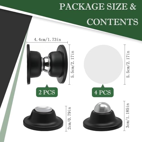 Image of Magnetic Door Stopper, Black, Metal, 5.5cm Height, Chrome Finish, Wall Mount, 1 Pack