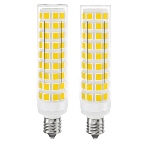 Lacnooe E11 LED Bulb Dimmable, JDE11 120V 100W Halogen Equivalent, T3 T4 Mini Candelabra Base, 6000K Daylight White, ‎10W 1000 Lumen E11 Bulbs for Ceiling Fans, Chandeliers, Cabinet Lighting, 2 Pack