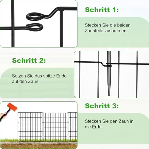 Dekorative Gartenzaun 81CM * 71 CM * 5 Stücke Metall Steckzaun, Keine Graben Tier Barriere Fechten, Haustier Zaun Rostfrei Gitterzaun Set Beetzaun Grenze für Kaninchen Hund