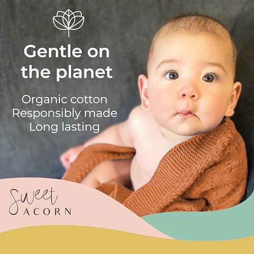 Image of Knit Baby Blanket in Cable Pattern, Organic Cotton Blankets for Crib or Stroller, Receiving Blankets - Sunset Orange