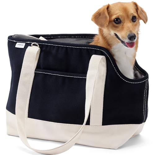 Lands' End Canvas Pet Tote Carrier Natural/Radiant Navy Regular