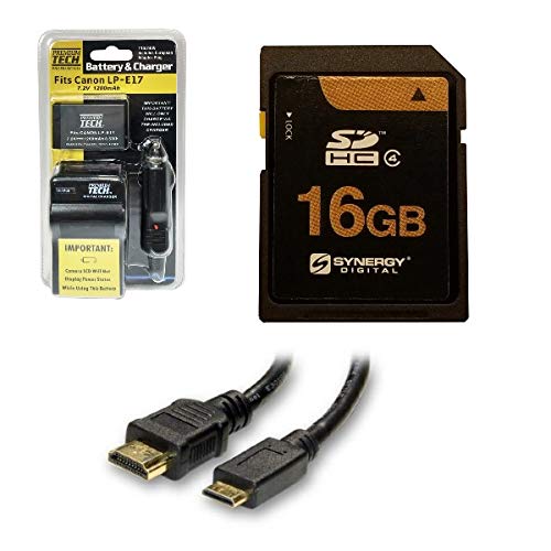 Synergy DigitalΉANZT[LbgBCanon EOS Rebel SL2 fW^JɑΉ:PTLPE17obe[AHDMI6FM AV&HDMIP[uASY-SD16GB[J[h