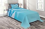Ambesonne Cloud Coverlet, Pre- Concept Dispersed Puffy and Fluffy Cumulus Clouds, 3 Piece Decorative Quilted Bedspread Set with 2 Pillow Shams, Twin Size, Azure Blue Pale Blue