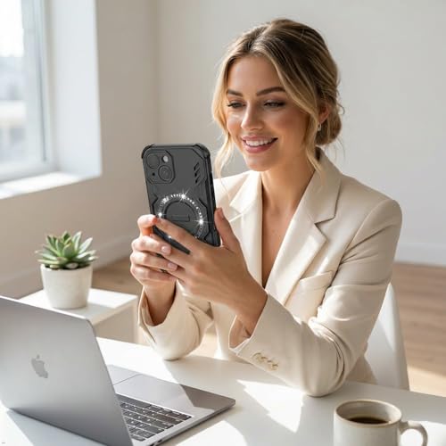 Image of ShieldTech Back Cover Case for Apple iPhone 14 Plus | 360 Protection Mobile Phone Case Mag-Safe | Camera Protection | i Phone 14 Plus Back Cover | iPhone 14Plus - Black TPU+PC