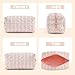 UUYUUY Makeup Bag Travel Toiletry Bag for Women, Small Cosmetic Bags Cute Quilted Cotton Makeup Pouch for Purse Emergency Bag for School Floral Pencil Case Accessory Bag, Pastel Pink