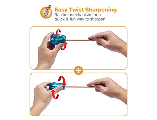 Image of Bostitch Office Pencil Sharpener, Twist-N-Sharp, 3-Pack with 12 Colored Pencils for Kids Activities or Adult Coloring