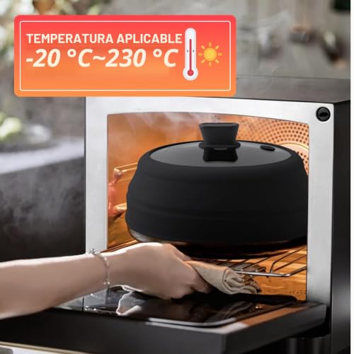 Cubierta de salpicaduras de microondas de vidrio templado y silicona resistente al calor 4