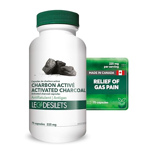LÉO DÉSILETS - Leo Desilets Activated Charcoal | 225mg of Activated Charcoal per Capsule | Helps Relieve Bloating and Gas Pains | GMO & Pesticide Free | 75 Capsules