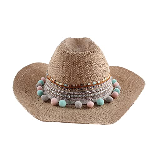 Chapeau de cowboy en tricot haut de gamme détails ethniques pour dames raffinées