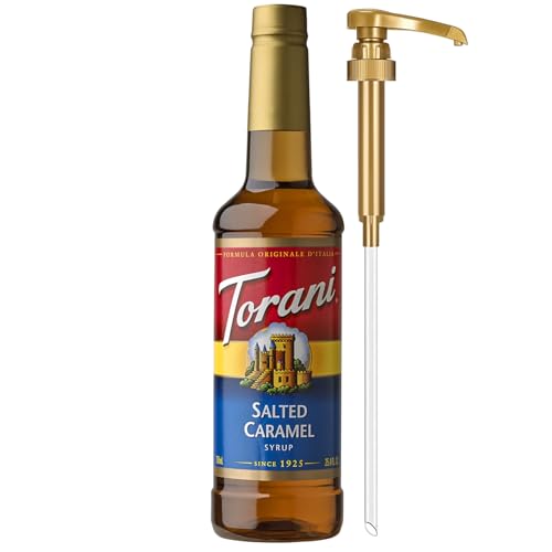 Image of Torani Coffee Syrup, Salted Caramel Flavored Syrup for Drinks, Pump Included, 25.4 Fl Oz