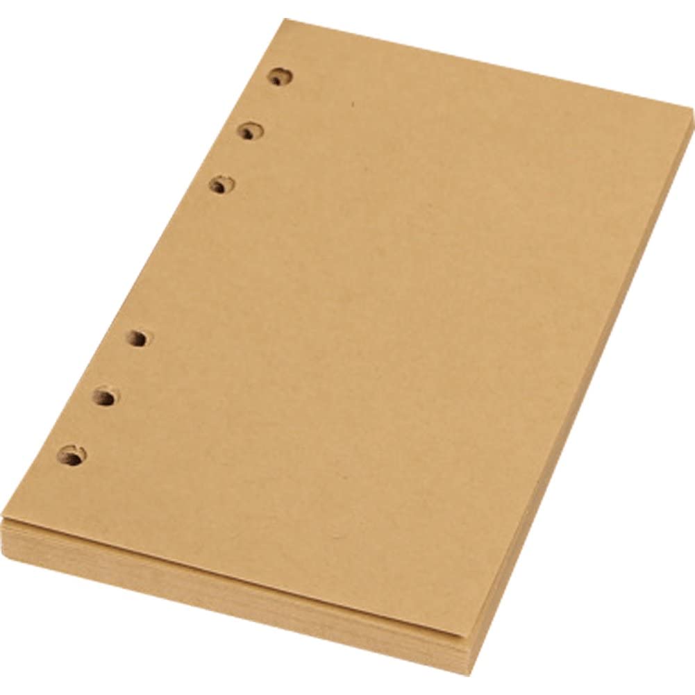 Haowul A5 Refill Paper, 80 Sheets Refillable Kraft Paper 6-holes Filler Inserts Paper A5 Blank Paper for Ring Binder Journal Notebook Planner