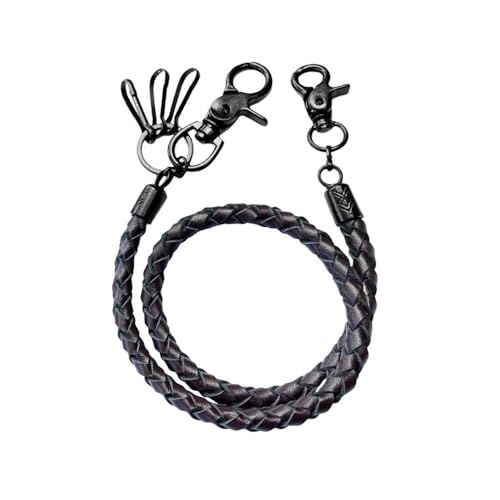 Inovey Biker hommes pu CUIR métal double chaîne portefeuille chaîne Biker trucker punk jeans porte - clés - Noir