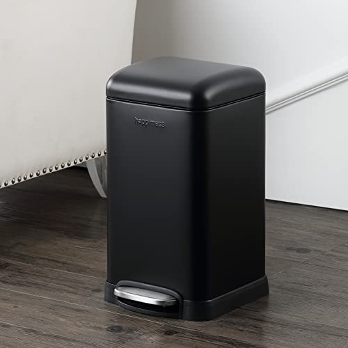 Image of happimess Betty Retro Mini 3.2 Gal Step Trash Can, Charcoal Black