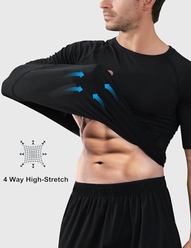 5 Pack Men's Compression Shirts Short Sleeve Cool-Dry Workout Rash Guard Athletic Base Layer Undershirts for Gym3