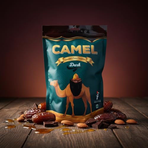 Image of Camel Almond & Dates Chocolate Dark 500gm, Premium Dates Filled with Almonds Coated in Rich Dark Chocolate, Middle Eastern Sweet Snack, Luxury Chocolate Dates Gift Box, Imported
