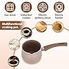 Milk Pan, Portable Small Saucepan with Long Handle Milk Pot Aluminum Alloy Cooking Pot Small Sauce Pan Non Stick Coating Milk Warmer Pot with Pour Spout Versatile(Brown) #2