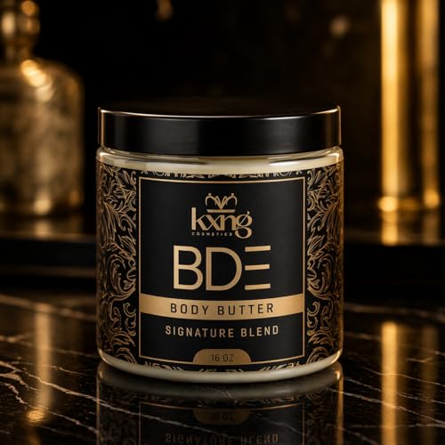 Image of KXNG Cosmetics Organic Shea Body Butter - 4oz | Luxury Body Cream for Women & Men with Shea, Cocoa, Mango & Coconut Oil | Deep Moisturizing Care for Hands, Feet & All Skin Types - BDE XXL