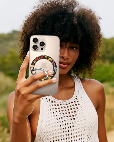 Image of Toycamp Phone Grip Ring Holder Compatible with MagSafe - Magnetic Phone Grip Stand Women Cute Painting Removable Rotatable Magnet Accessories for iPhone 17 Pro Max /16 /15 /14 /13 /12 Series, Floral Flower