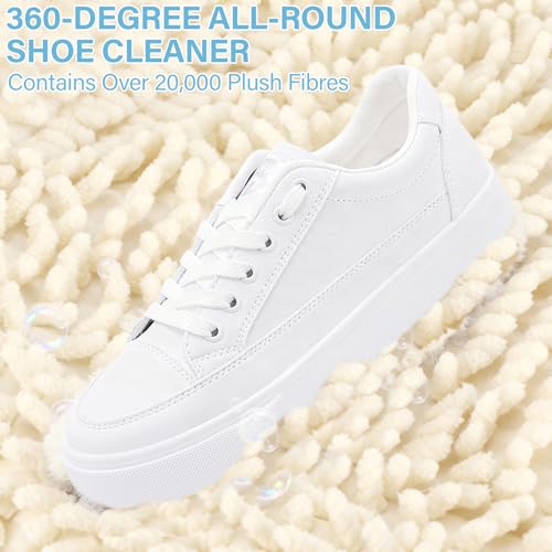 Kasanni 2-in-1 Premium Schuhwaschbeutel für Waschmaschine, Doppelreißverschluss, 360° Reinigung, Wiederverwendbar, Schützt Schuhe vor Verformung, Geeignet für alle Schuharten und Waschmaschinen (Weiß)