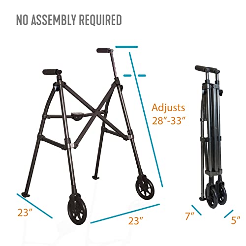 Able Life Space Saver Walker Short, Junior Lightweight And Foldable Rolling Walker For Adults, Seniors, And Elderly, Petite Walker With 6-Inch Wheels And Ski Glides For Mobility Support, Black Walnut #TOP1