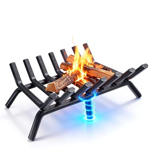 AMAGABELI GARDEN & HOME Fireplace Grate 30 inch Fire Pit Grate Fire Place Log Holder Wrought Iron Heavy Duty Solid Steel Indoor Outdoor Camping Hearth Firepit Firewood Wood Burning Rack Stove
