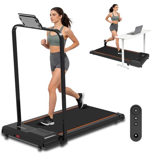3 in 1 Walking Pad Treadmill with Incline & Handle Bar, Under Desk Treadmill for Home Office, 3.5HP Portable Walking Pad, 0.6-7.6 MPH, 350 LBS Capacity, Compact Running Machine
