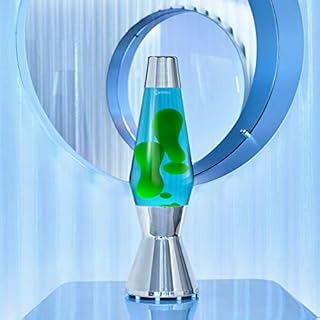 MATHMOS Lampe à lave Astro Argent | Inventeurs britanniques du classique du design de 1963 | Lampe à lave Bleu/Vert fabriquée à la main en Grande-Bretagne selon des normes de sécurité strictes