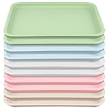 YUENPUN 10 Stück Serviertablett Kunststoff Rechteckig, 30,5 x 23cm Tablett Kunststoff mit Rand, Kunststofftablett Servierplatte Rechteckig Klein für Küche, Esszimmer, Café, 5 Farben