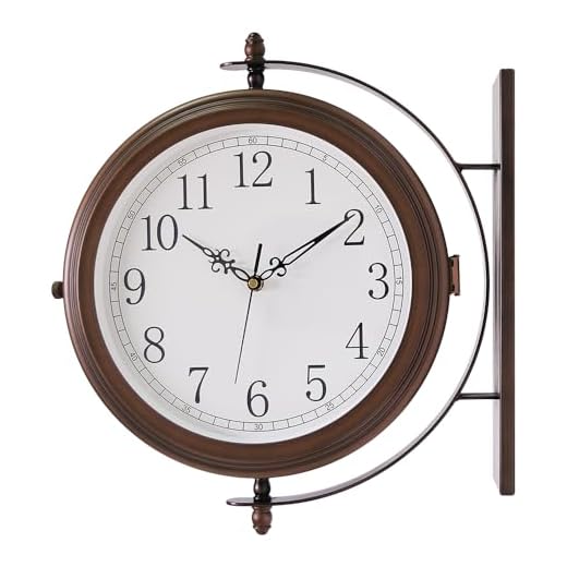 BESTIME 66264A 16-Inch Double Sided Metal Wall Clock with Antique Red Copper.Sturdy Frame,Easy Read,Garden,Home Décor,Indoor,Outdoor,Farmhouse,Yard,Station,Office,Photography Props.
