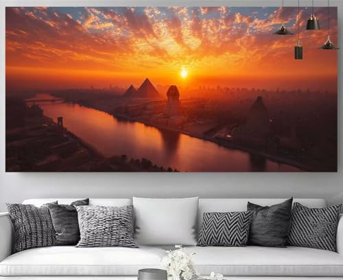 Diamond painting de Egipto y puesta de sol: cuadros de manualidades DIY grandes de 30x60cm