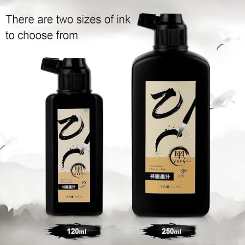 120 ML/4 OZ Calligraphy and Sumi Liquid Ink - Versatile Elegance Chinese Brush Ink for Beginner Practice Traditional Art Works and Japanese Brush Black Ink - Thumbnail 2
