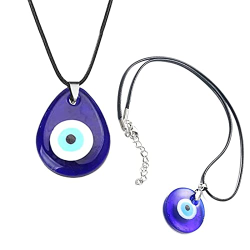 2 Pièces Collier Pendentif Mauvais Oeil, Collier Mauvais Oeil, Collier de Protection Contre le Mauvais Oeil Turc, Mauvais Oeil Collier, Oeil Bleu Chanceux Bijoux de Protection pour Hommes Femmes Cover