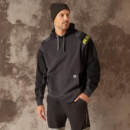 Image of Ariat Men's Rebar Workman Colorblock Logo Hoodie
