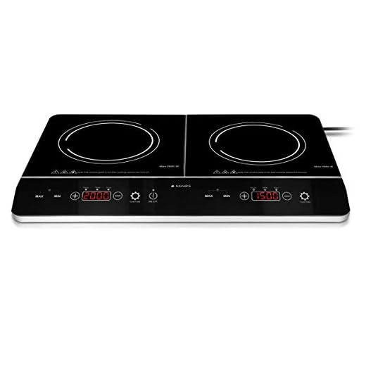 Navaris dubbele inductiekookplaat 3500 W - 2 kookzones met timer en automatisch panherkenning - 2 pits inductie kookplaat - Met touch display - Zwart