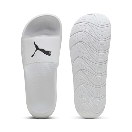 PUMA Unisex Softride Teamcat Slide Sandal, White Black, 44 EU, Puma Weiß Puma Schwarz, 44.5 EU