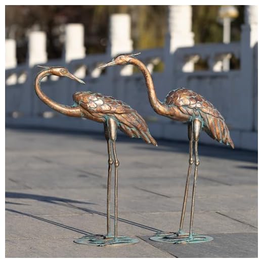 Handcrafted Blue Heron Garden Statues