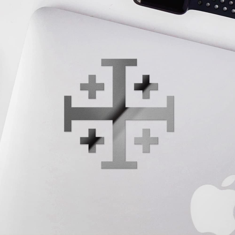 Transparent Decal Stickers of Jerusalem Cross (Metallic Silver) Premium Waterproof Vinyl Decal Stickers for Laptop Phone Accessory Helmet Car Window Mug Tuber Cup Door Wall Deco NVCSKUS021181SI070722 image 3