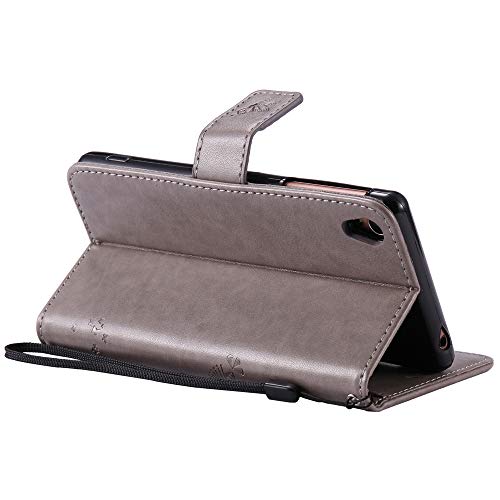 Hmtechus Sony Xperia Z3 Case 3D Crystal Embossed Love Cat Butterfly Pu Flip Stand Card Holders Wallet Handmade Diamonds Bling Cover For Sony Xperia Z3 Wishing Tree Gray Kt #TOP3