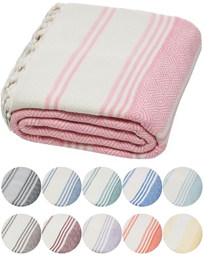 DEMMEX Toalla de algodón Turco orgánico 100% Certificado, Prelavado, Tejido de Diamante, Toalla peshtemal de algodón Turco para baño, Playa, Piscina, SPA, Gimnasio, XL 180 x 90 cm