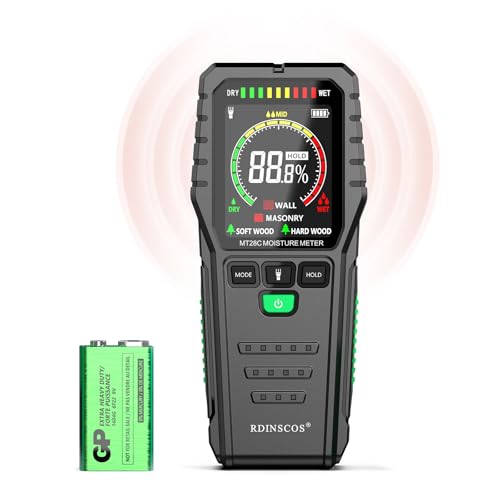 Pinless Moisture Meters Non-Invasive Digital Wood Moisture Tester Water Leak Detector for Wall,Lumber, building,Firewood,Humidity Tester (Black_Case) by RDINSCOS - Used condition - US$21.11