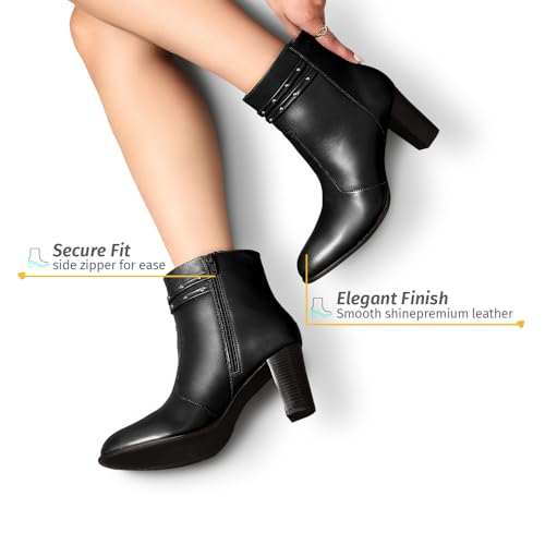 Image of YOHO Stellar Studs Ankle Length Heeled Boots For Women | Comfortable and Stylish with Low Block Heel | Casual,Formal Wear for Winter BOOT 112