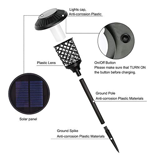 FUDESY Solar Torch Lights,LED Torches Light with Dancing Flickering Flames Outdoor Landscape Lighting, for Outside Pathway Garden Yard,1400K IP44,4-Pack - Thumbnail 4
