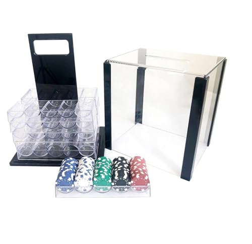 GOYMFK 10-Piece Clear Acrylic Poker Chip Rack Tray Holder Storage Carrier Case