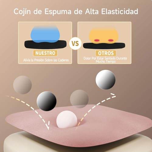 Miniatura 7 de Naspaluro Silla Ergonómica De Oficina Con Respaldo De Malla Y Soporte Lumbar, Silla Escritorio Giratoria Altura Regulable, Reposabrazos Plegables 90 , Función Inclinable, Para Hogar Y Oficina, Rosa