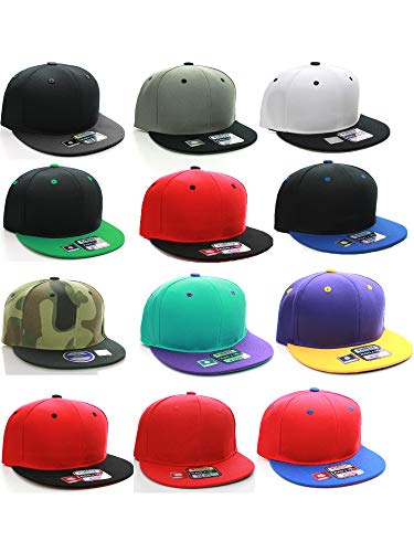 D&I Classic Blank Snapback Flat Bill Visor Hat Cap w Adjustable Adjustable Back4