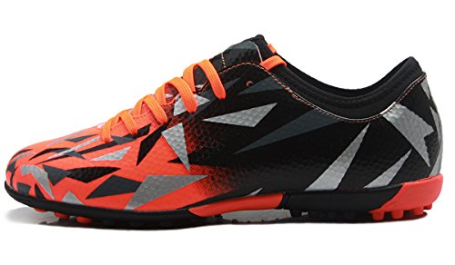 T&B Soccer Shoes Turf Kids Indoor Sport Lace up Indoor Football Shoes Orange Black 76516-Ju-33-2.0US